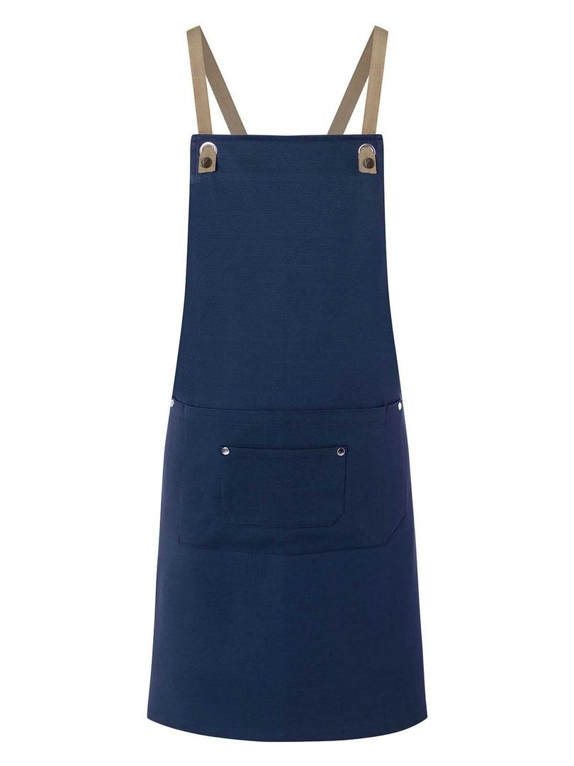 Bib Apron With Crossed Ribbons And Big Pocket