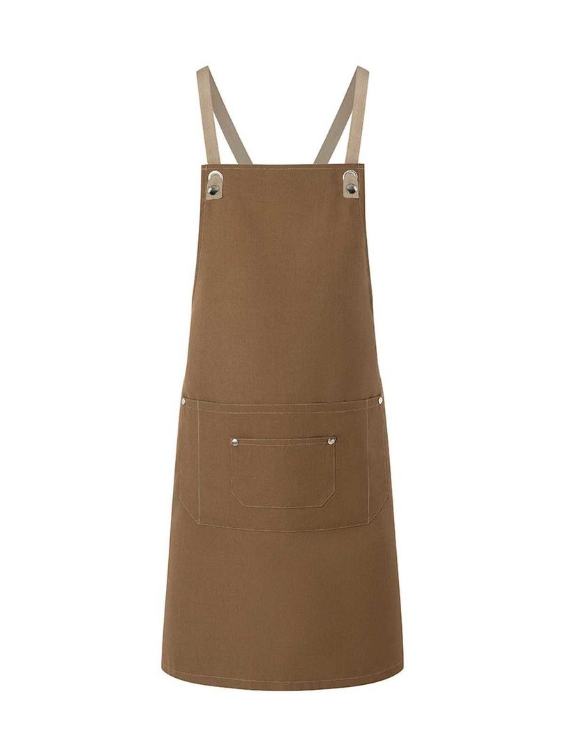 Bib Apron With Crossed Ribbons And Big Pocket