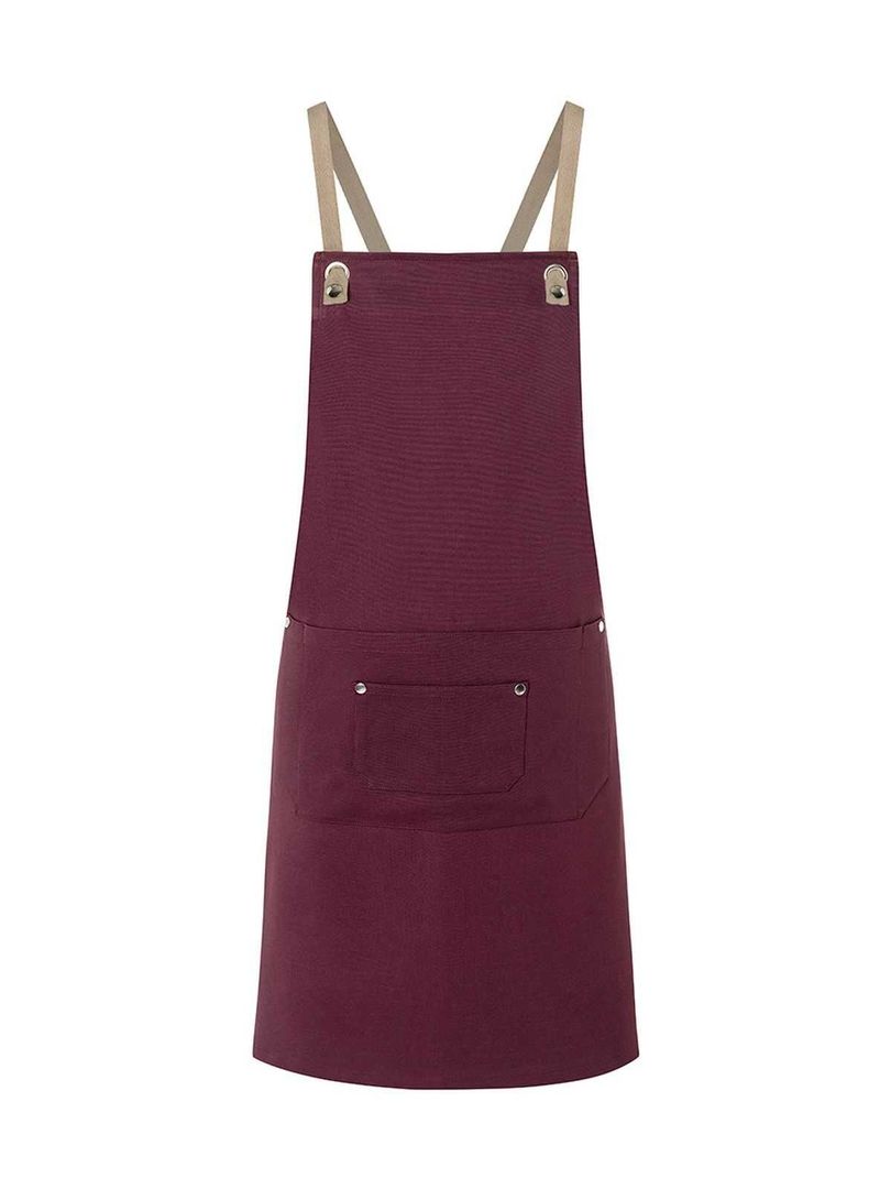 Bib Apron With Crossed Ribbons And Big Pocket