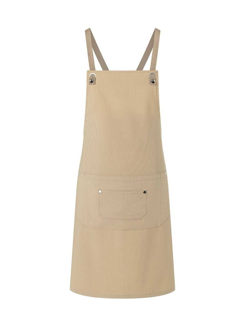 Bib Apron With Crossed Ribbons And Big Pocket